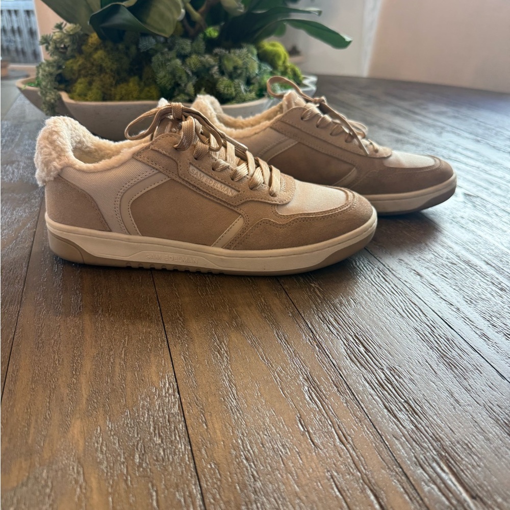 Sam Edelman Tan Sneakers with Cream Accents